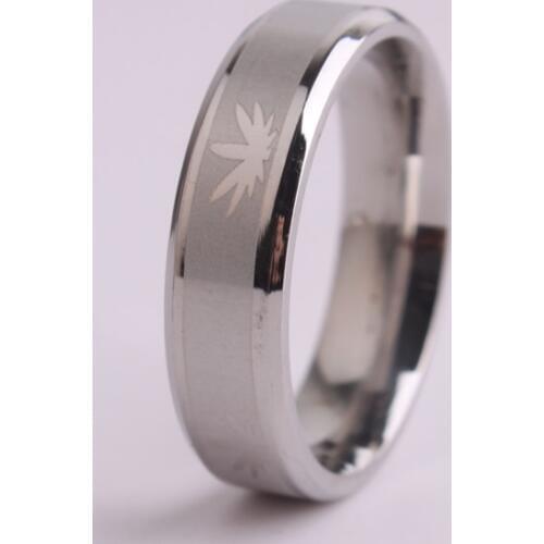 6mm silver color Maple leaves 316L Stainless Steel finger rings for men wholesale