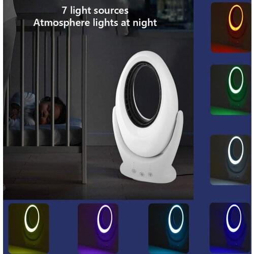 Bladeless Fan with 7 Color LED Nihgt Light USB Rechargeable Silent Table Fan Outdoor Home Electric Fan Air Cooler