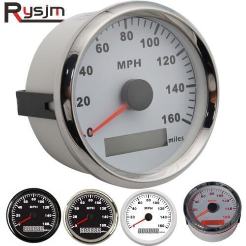 85mm Digital GPS Speedometer Gauge 0-160MPH Waterproof Speed Gauge Odometer for Car Truck Boat motor With Red Backlight 9-32V