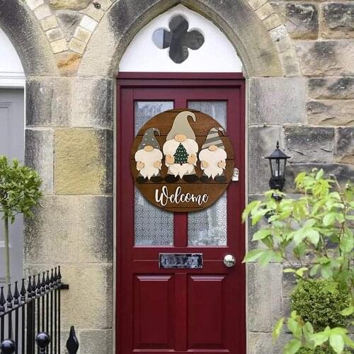 Interchangeable Gnome Wooden Sign Diy Wood Craft Welcome Sign Front Door Gnome Hanger All Seasons Wall Art Home Porch Decor