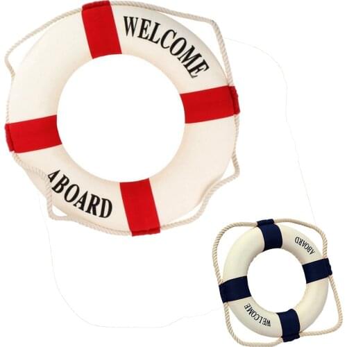Welcome Aboard Foam Nautical Life Lifebuoy Ring Boat Wall Hanging Home Decoration Red 50cm