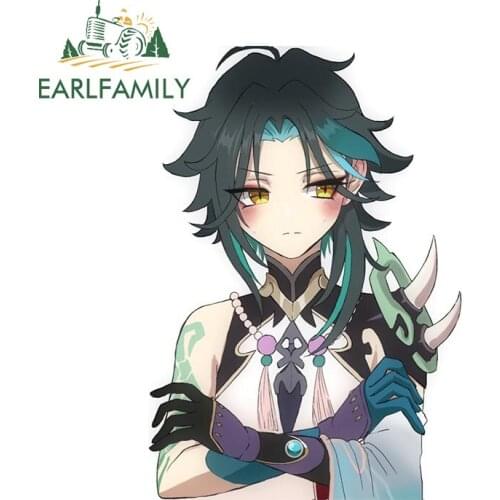 EARLFAMILY 13cm x 9cm for Xiao Genshin Impact Car Styling Creativite Car Stickers Windshield Bumper Graffiti Decal Trunk Decor