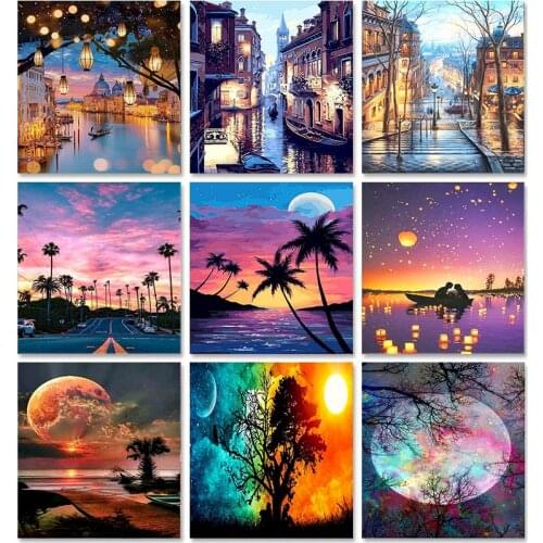 GATYZTORY Oil Painting By Numbers Landscape 60x75cm DIY Paint By Numbers For Adult Animals Frameless Unique Gift Canvas Painting