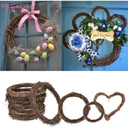 Round Star Heart Rattan Circle Garland Christmas Decoration Rattan Stem Branch Ring Wedding Grapevine Wreath DIY Party Supplies