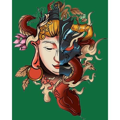 Fashion Buddha Iron on Patches For DIY Heat Transfer Clothes T-shirt Thermal transfer stickers Rocket Taichi Decoration Printing