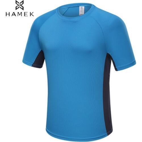 Men Patchwork Running Shirts Basketball Football Training Jerseys Boys Fitness Workout Sports Wear XS to 3XL Plus Size Summer
