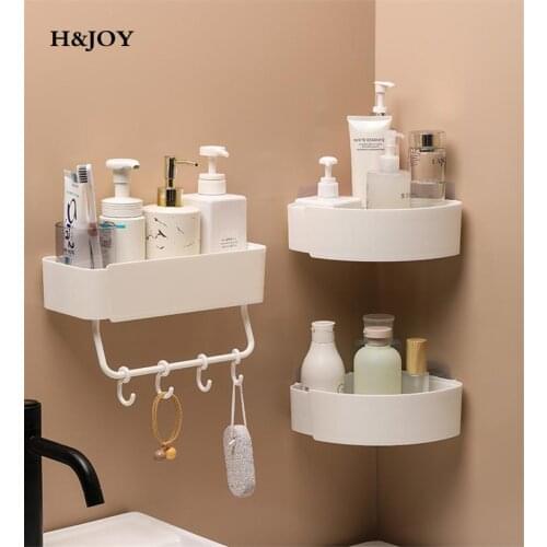 Wall Mounted Bathroom Shelf Storafe Corner Rack Towel Hanger Shampoo Shower Shelf Soap Holder Holder Bathroom Storage Organizer
