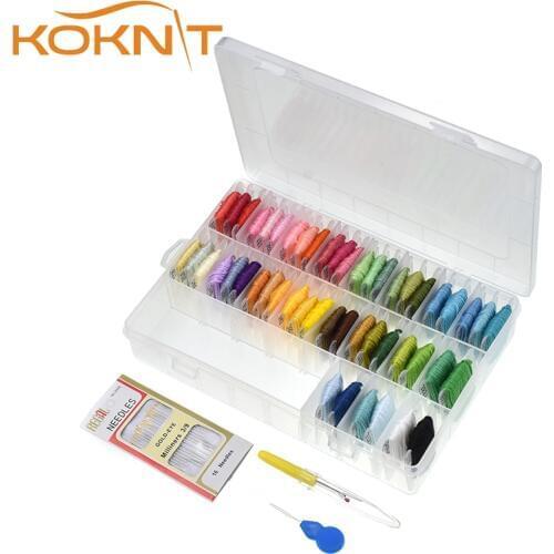 Embroidery Floss with Storage Box 50 Colors Friendship Bracelets Floss with Bobbins Sewing Needles Scissors Sewing Kits AC216