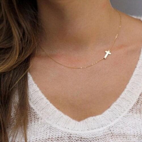 New Fashion Cross Pendant Necklace for Women Men Religious Jewelry Gold Silver Plated Short Chain Gift Faith Necklace