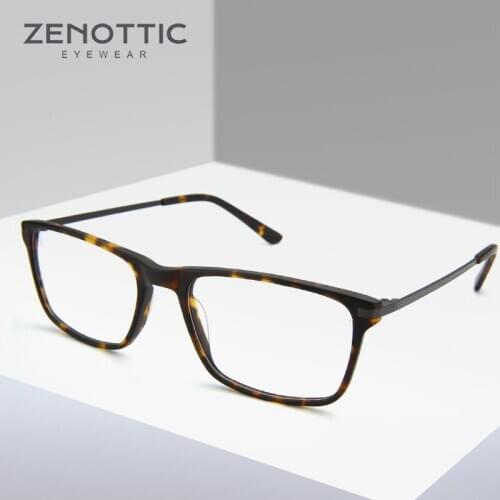 ZENOTTIC Men Glasses Acetate Square Eyeglasses Computer Gaming Myopia Hyperopia Prescription Eyewear Frame