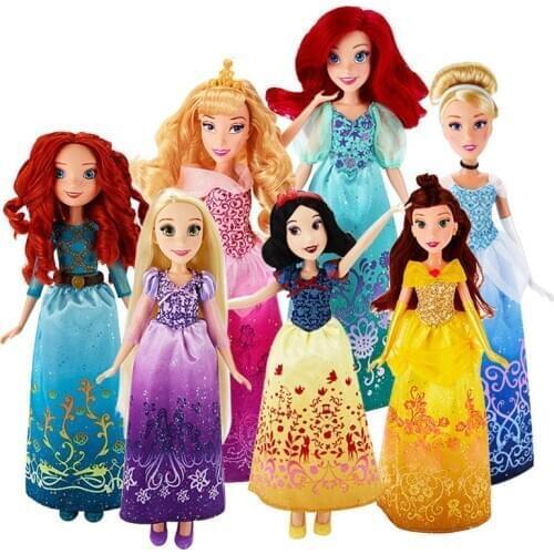 Original Disney Princess Dolls Rapunzel/ Mulan/ Merida/ Mermaid/ Cinderella/Moana/Belle Princess dolls Girls Toys For kids Gifts