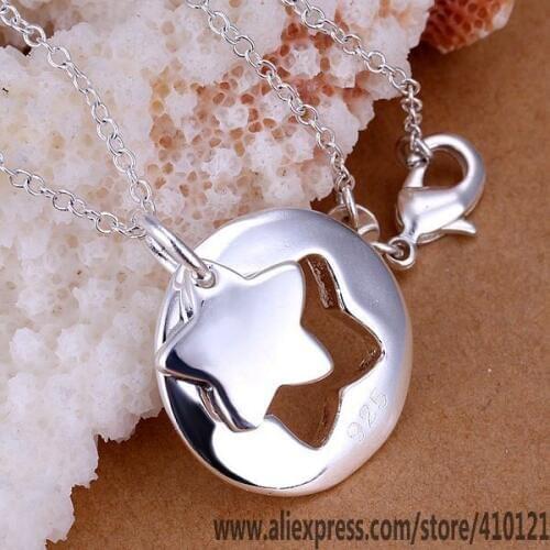 P016_2 Lucky Charm Silver Color Pendants For Women Jewelry Necklace Girl Lady Accessories Fashion Pendant Couple Star /firan