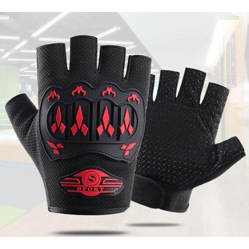 Non-slip Half Finger Gloves with Wrist Wrap Support Padded Fitness Short Open Finger Glove for Riding Sports Summer B2Cshop