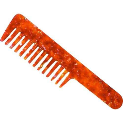 Acetate Detangle Hair Comb Marble Stone Print Anti-Static Large Tooth Hairbrush M76F
