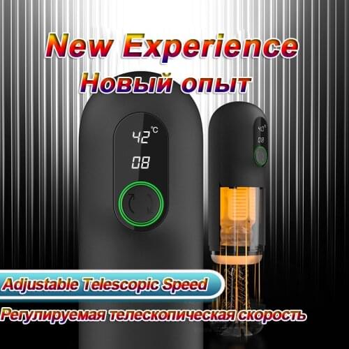 Adjustable Telescopic Speed Piston Male Masturbator Tools 42℃ Heating Sex Machine Vagina Real Pussy Erotic Sex Toys For Man Gay