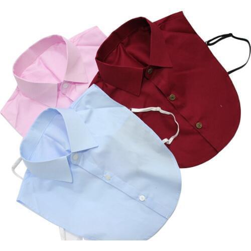 Womens Lape embroidery commuter Ladies Women Adult Detachable Lapel Shirt Solid Color Workwear shirt cotton male female adult