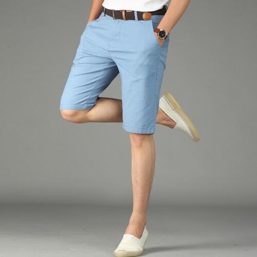 Brand Summer Shorts Men Casual Solid Color Mid-waist Regular Men Shorts Cotton Breathable Knee Length Short Homme Plus 29-42