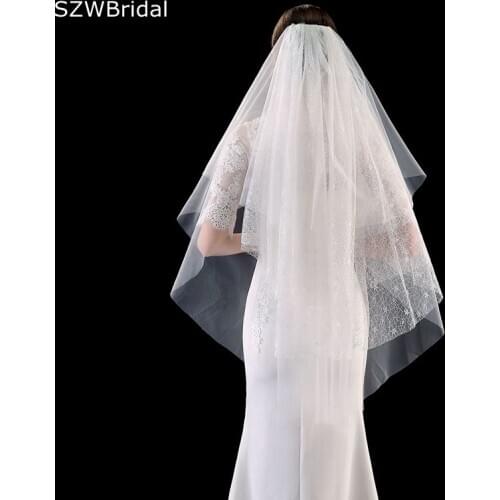 New Arrival Ivory Bridal veils Cheap Wedding lace Bride Mariage bridal headwear with Comb Wedding accessories Matrimonio