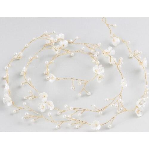 Floralbride Handmade Wired Rhinestones Crystals Pearls Flower Wedding Headband Bridal Hair Vine Hair Accessories Women