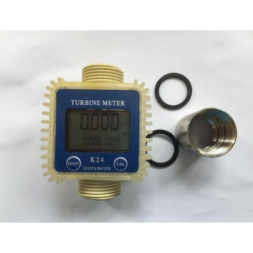 1pc K24 Turbine Digital Diesel Oil Fuel Flow Meter Gauge For Chemicals Liquid Water