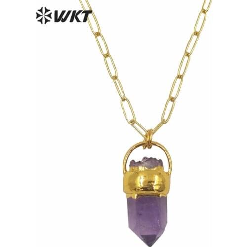 WT-n1254 Amazing gorgeous amethysts spirit point necklace fashion women big chunky druzy stone chain necklace