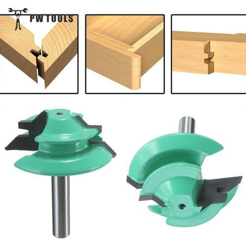 1PC 45 Degree Lock Miter Router Bit 1-1/2" Diameter 1/4" Shank Green Wood Cutter For Woodworking Drilling Power Tools