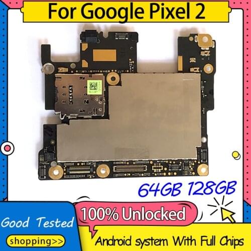 100% Unlocked Disassemble Logic Board 64GB 128GB For LG Google Pixel 2 Motherboard Mainboard With Full Chips