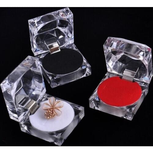 120pcs Elegant 4.5*4.5cm Portable Acrylic Transparent Rings Earring Display Box Wedding Jewelry Package Box NO215