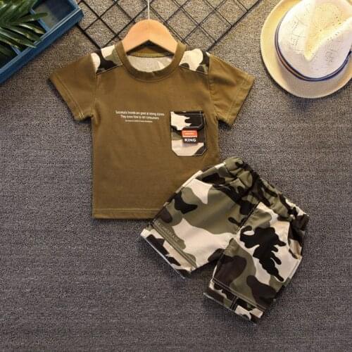 2021 New Summer Toddler Baby Boys Camouflage Clothes Sets Kids T-Shirt + Pants 2pc Outfits Casual Children Sportswear Suits