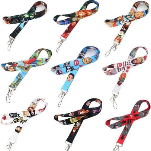 20pcs/lot G1187 Cartoon Print Lanyards For Key ID Card Phone Neck Strap Keychains USB badge Holder Phone Hang Rope Gift