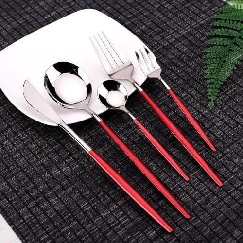 24-30Pcs/Set Tableware Kitchen Utensils Cutlery Lunch Dishes Complete Dinner Steak Knife Spoons Fork Mirror Stainless Dinnerware