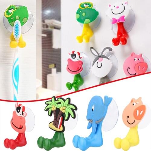 3D Cartoon Animal Toothbrush Holder Cute Sucker Toothbrush Wall Holder Suction Cup Tooth Brush Rack Tools Bathroom Accessories