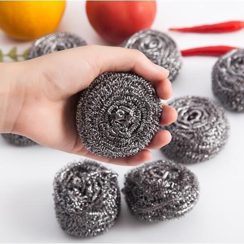 4Pc/pack Stainless Steel Clean Metal Scrubber Ball Kitchen Cleaner for Office Bathroom Home Clean Accessory Sponges Scouring Pad