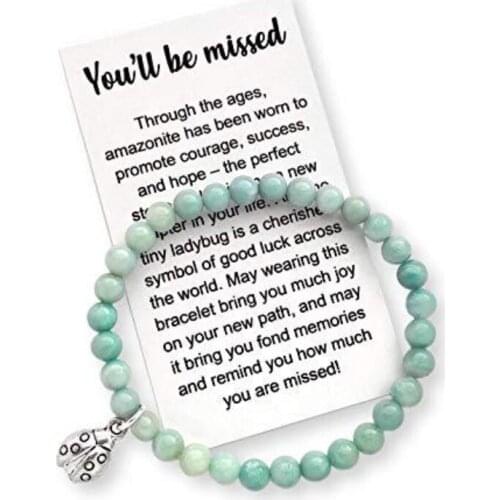 MIQIAO Silver Plated Lady Bug Charm Opal Stone Beads Bangles Wrist Chain Bracelet for Women Couple Friends Gift Fashion Jewelry