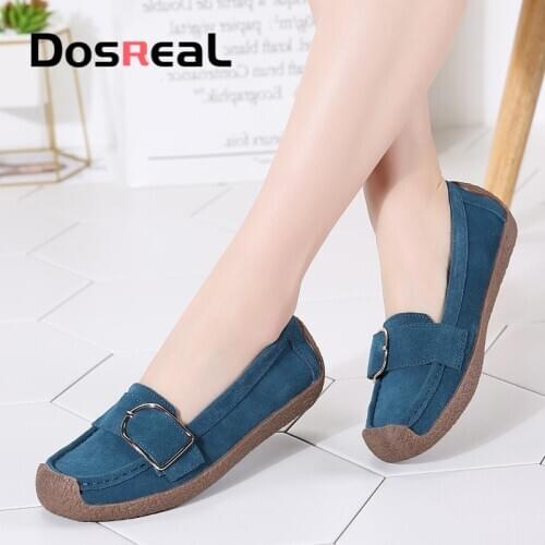 Dosreal Women Flats Shoes Slip on Suede Loafers Shoes Buckle Stule Fashion Shoes For Femles Casual Shoes Girls Moccasins