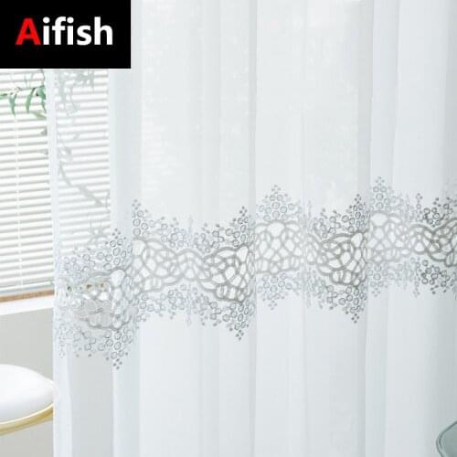 French Hollow Out Luxury Embroidered White Lace Curtain For Living Room Bedroom Sheer Tulle Drape Window Custom Fabric Rideau 3