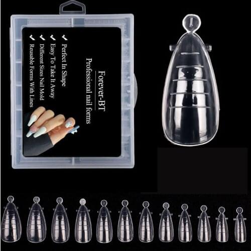 120Pcs Nails Forms Mold Full Cover Quick Building Poly Extension Tools Gel Dual Nail Form Stilettos Fake Tips DIY Nail Art