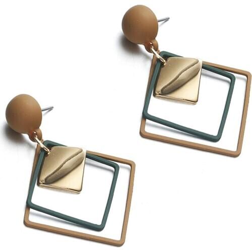 Korean Temperament Simple Long Hollow Earrings Wild Personality Geometric Metal Piece Earrings Drop Earrings