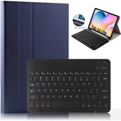 Magnet TPU Leather Case with Pencil Slot for Samsung Galaxy Tab S6 Lite Keyboard Case P610 P615 Detachable Keyboard Cover+Pen