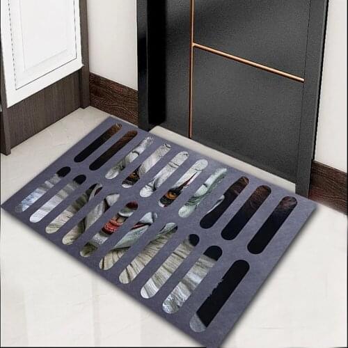 Horror Halloween Doormat Sewer Ghost Printed Decor Carpet Non Slip Flannel Doormat for Bathroom and Living Room Kitchen Mat