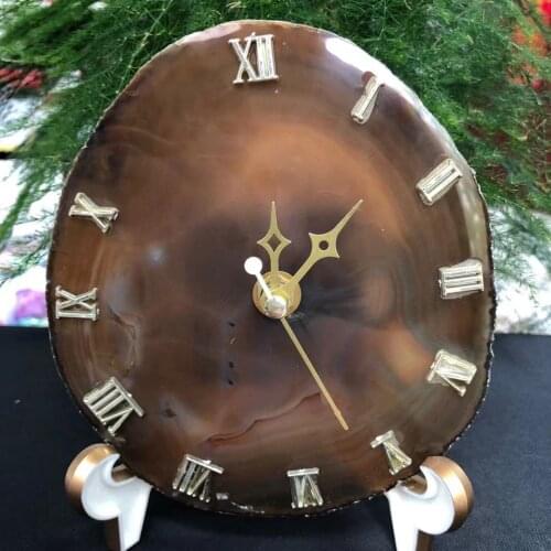 Natural Agate Nordic Style Creative Clock Standing Reiki Decoration