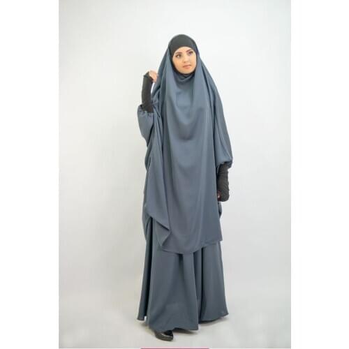 Prayer Garment Eid Muslim 2 Piece Set Hooded Women Hijab Dress Long Khimar Skirt Jilbab Abaya Ramadan Gown Abayas Islamic Niqab