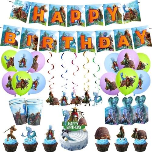 Disney Raya and The Last Dragon Theme Disposable Tableware Set Happy Birthday Party Decorations Balloons Kid’s Party Supplies