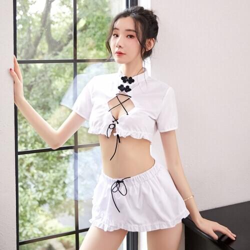 Yhotmeng pajamas for Womens Sexy sleep wear Sling Home nightie Set sloth Lace trimmed split nightie sleepwear white