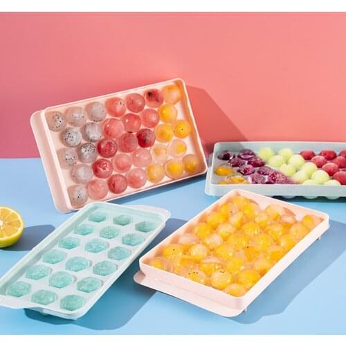 Ice Cube Tray, Ice Trays for Freezer With Lid, Sphere Rhombus Honeycomb Ice Trays for Whiskey , Reusable Whiskey Ice Ball Mold