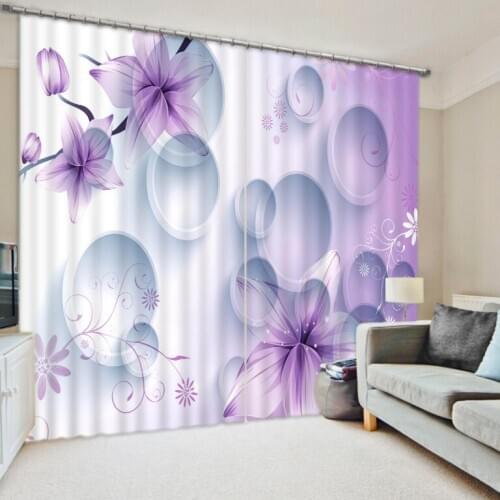Purple flower 3D Curtain Luxury Blackout Window Curtain Living Room Blackout curtain