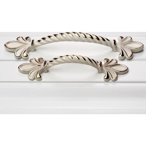 Kitchen Furniture Cabinet Drawer Door Pull Handles Cupboard Drawer Bedroom Knob Flower Gold White 64mm/96mm Zinc Alloy w/screws