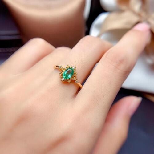 The Best Gift for Your loved wife Free shipping Natural emerald ring 925 sterling silver Fine jewelry For men or women