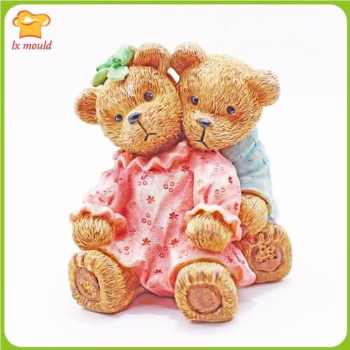 New 3D Bear Silicone Mold Soap Candle, Gypsum Polymer Clay-Valentines Day Cake Decoration Love Silicone Mould Resin DIY