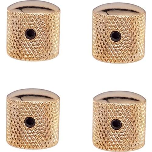 Tooyful 4 Pieces Iron Volume Tone Control Knobs Hole Buttons for Electric Guitar/Bass Replacement Parts Golden